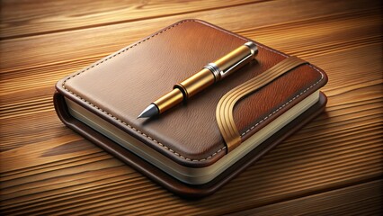 "Elegant journal app icon mockup featuring a stylized pen nib and leather-bound notebook on a wooden desk, with subtle lighting and depth"