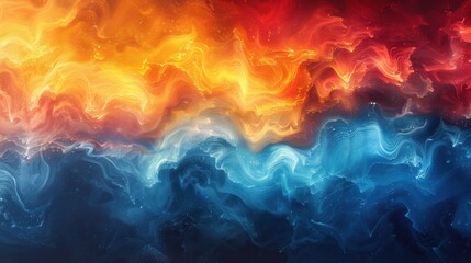 Fototapeta premium Colorful waves of blue red yellow smoky patterns