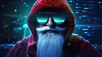 digital santa claus christmas technology illustration