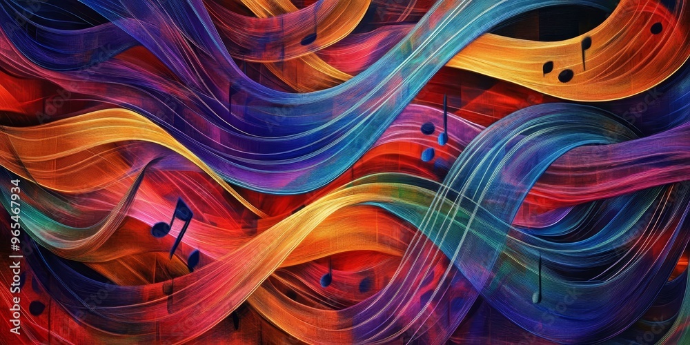 Wall mural colorful abstract background with musical notes.