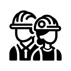 .Professional Workers Male and Female in Safety Helmets. Construction worker avatar icon