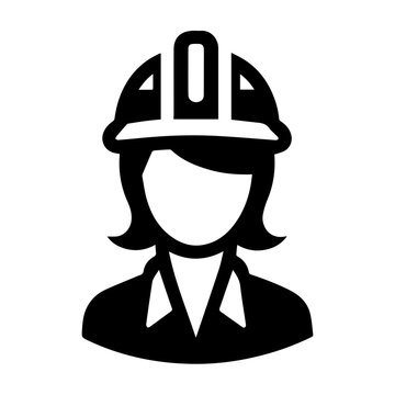 recommend clip art: .Professional Workers Male and Female in Safety Helmets. Construction worker avatar icon