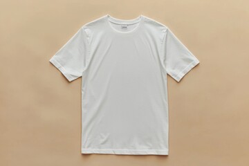 Simple Tshirt Flatlay mockup in beige background created with generative AI
