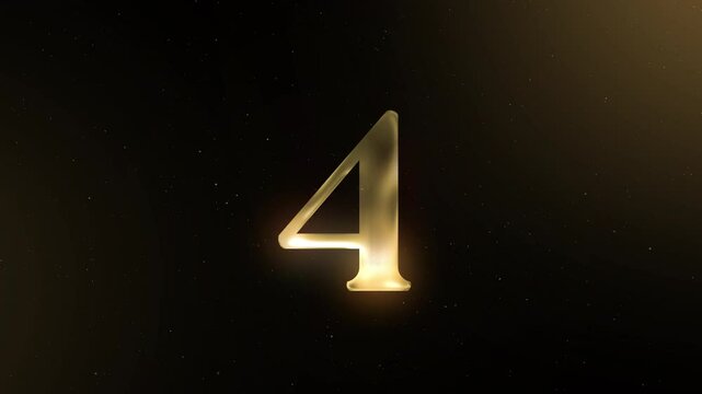Countdown from 5 to 1 Animated text in golden and shiny color on alpha or transparent background. Suitable for New Year, Lottery, Social media, Advertisement etc.