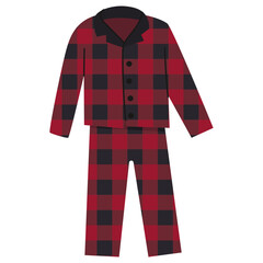 Flannel pajamas for women vector cartoon illustration isolated on a white background.