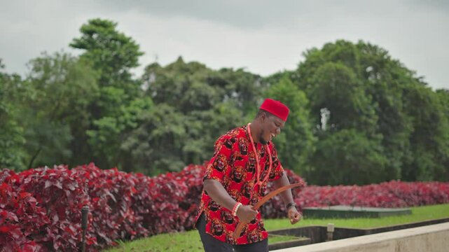 Nigerian Igbo man dance of the success of a business or achievement.
