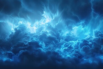 Realistic thunder light and blue smoke cloud bottom