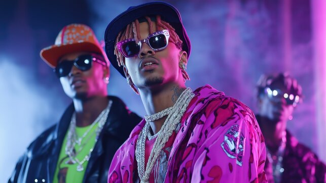 Stylish Hip Hop Artists in Trendy Urban Fashion