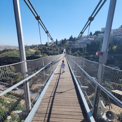 Hanging bridge in Gey Ben Hinnom' near the old city of Jerusalem, Israel