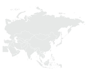 Map of Asia isolated on white background. for website layouts, background, education, precise, customizable, Travel worldwide, map silhouette backdrop, earth geography, political, reports.