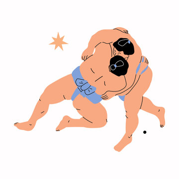 recommend clip art: A sumo wrestler in minimal art style. Traditional japanese sport.