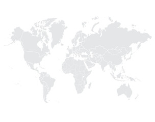 Naklejka premium World map vector, isolated on white background. Flat Earth, gray map template for web site pattern, annual report, infographics. Globe similar world map icon. vector EPS10.