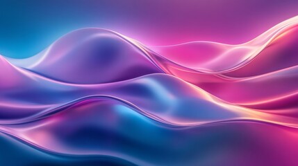 Abstract gradient waves in pink and blue, digital art concept