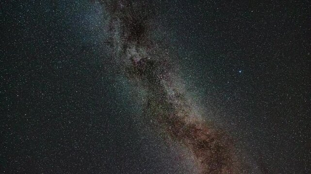Time lapse footage of milky way with perseids meteor shower. Starry night 4k video.