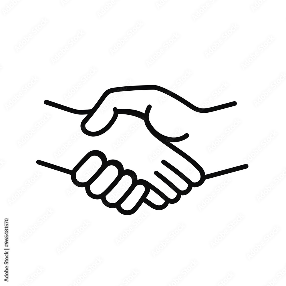 Canvas Prints Handshake black  line icon isolated on white background. Handshake symbol