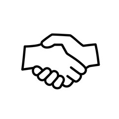 Handshake black  line icon isolated on white background. Handshake symbol
