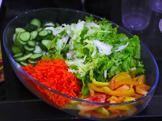 stir fried vegetables ;the menu made from leaf and flour