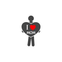 Mothers day icon isolated on white background ,Beautiful symbols for mom, woman and love.