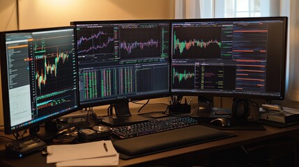 Fototapeta premium Stock Market Analysis on Multiple Monitors