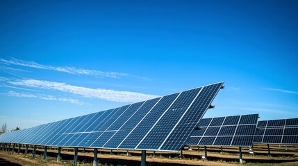 Solar panels converting sunlight into renewable energy on a sunny day