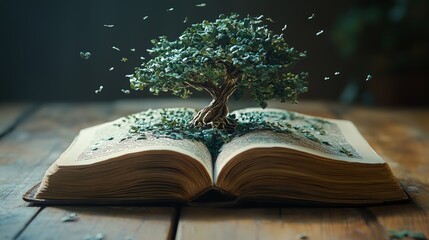a book with a tree growing out of it