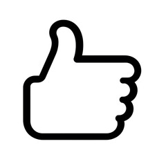 Fototapeta premium Like confirm and thumb up black outline icon, isolated on white background 