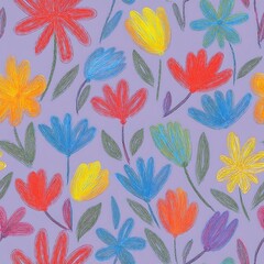 Beautiful flowers on purple background. floral seamless pattern.