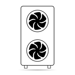 Heat pump air source shadow icon, cooling electric system machine, cool web vector illustration