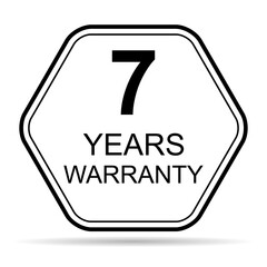 Seven years warranty shadow icon, badge seal guarantee certificate customer sign, stamp vector illustration