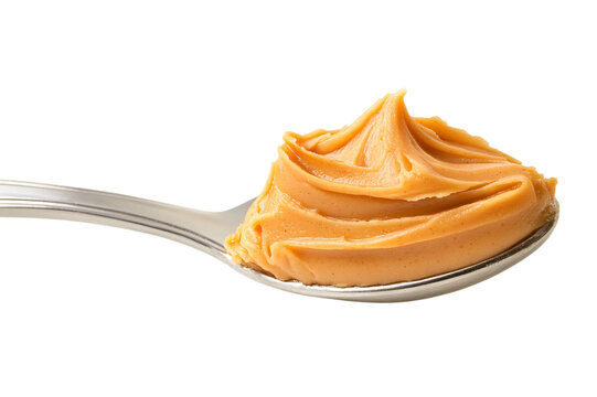 Peanut Butter in the spoon isolated on a transparent background