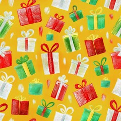 Christmas gifts seamless pattern.
