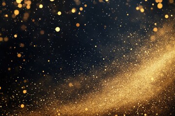 Black friday promo layout featuring a glimmering, golden edge embellished with twinkling gold details