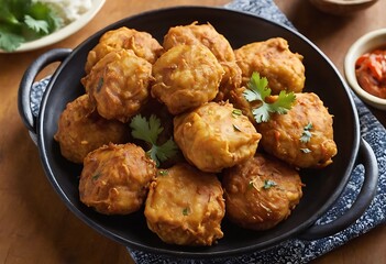 Delicious Indian traditional dish Pakora or bhaji or Bhajji