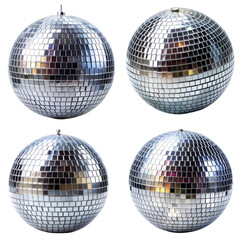 Obraz premium Set of disco balls on a transparent background. The concept of celebration and fun.