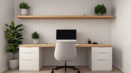 Futuristic Minimalist Workspace Concept with Ray-Tracing Technology in