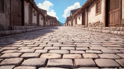 Enchanting of a Medieval Village with Cobblestone Streets in Quality