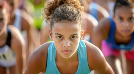 A young athlete preparing for a race