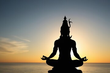 Serene Lord Shiva Meditation Silhouette Symbolizing Spirituality and Tranquility