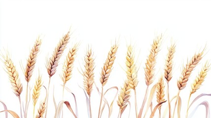 Watercolor illustration ears of wheat on white background,Colorful background for fabric,Hand drawn,Agriculture Farm Fresh Healthy Tasty Organic Bread Food,Vector illustration of ears element.