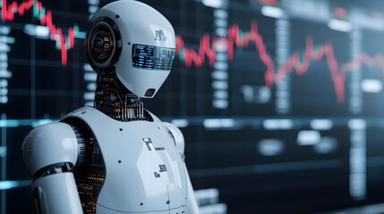AI Robot Analyzing Stock Market Data