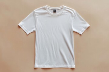 Simple Tshirt Flatlay mockup in beige background created with generative AI