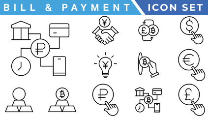 Simple Set of Money Related Vector Line Icons. Contains such Icons as Wallet, ATM, Bundle of Money, Hand with a Coin and more. Editable Stroke. 48x48 Pixel Perfect.