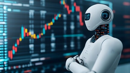 AI Robot Analyzing Stock Market Data