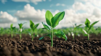 Futuristic Smart Agriculture Crop Growth Simulation in with Copy Space for Text