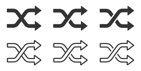 Shuffle vector icon designs set. Shuffle icons collection