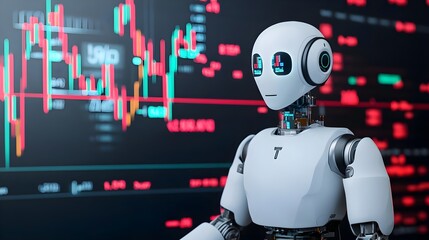 AI Robot Trading Stock Market, Futuristic Technology