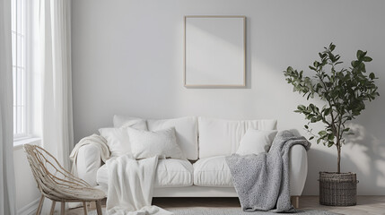 Nordic farmhouse living room model with internal walls