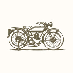Obraz premium Hand-Drawn Vintage Motorcycle, Retro Motorbike Sketch Illustration