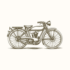 Classic Motorcycle Engraving, Detailed Vintage Bike Illustration