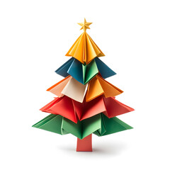 Fototapeta premium Origami paper Christmas tree isolated on white background